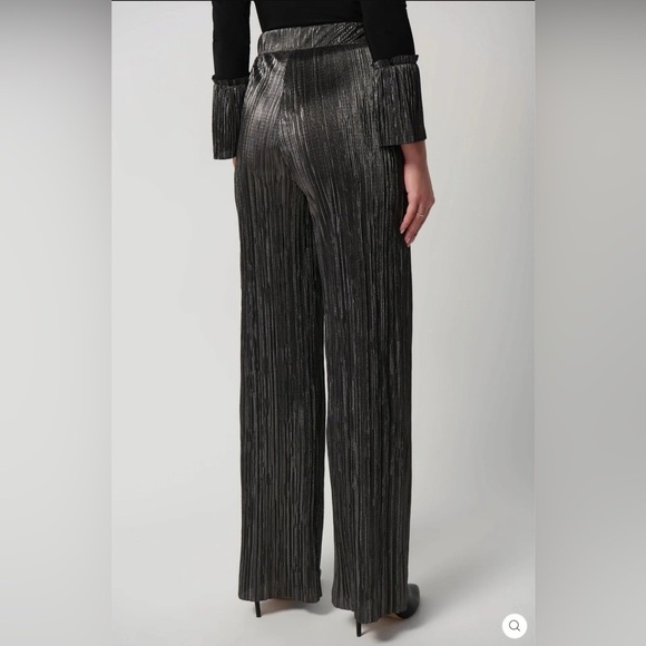 JOSEPH RIBKOFF Metallic Black & Silver Wide Leg Pants Size 8 - Picture 1 of 14